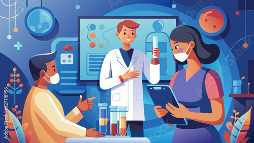 Modern Healthcare Professionals Consulting in a High-Tech Laboratory. Test tube babies reproduction