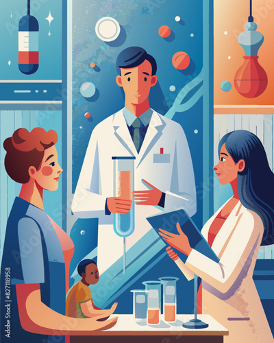 Diverse Team of Healthcare Professionals in a Modern Laboratory. Test tube babies reproduction
