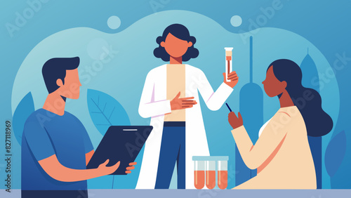 Medical Team Engaged in Laboratory Research with Test Tubes. Test tube babies reproduction