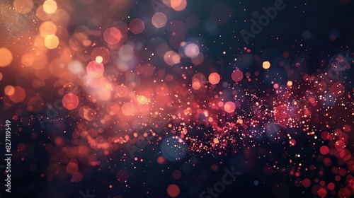 glowing particles with bokeh effect on dark background - abstract graphic design. Generative Ai.