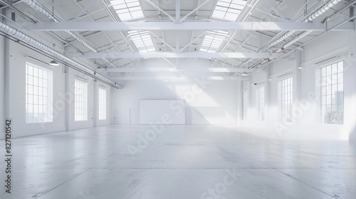 Wallpaper Mural Minimalist white warehouse interior with an expansive, empty space and a pure white background, ideal for various setups Torontodigital.ca