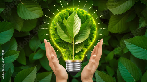 Innovation technology with holographic glowing low polygonal light bulb dark background.AI generated