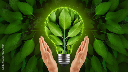 Innovation technology with holographic glowing low polygonal light bulb dark background.AI generated
