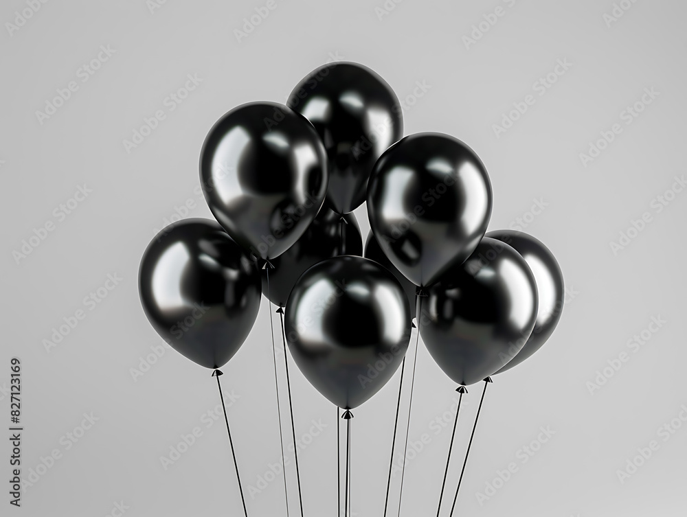 A collection of realistic black balloons in high quality imagery A collection of realistic black balloons in high quality imagery