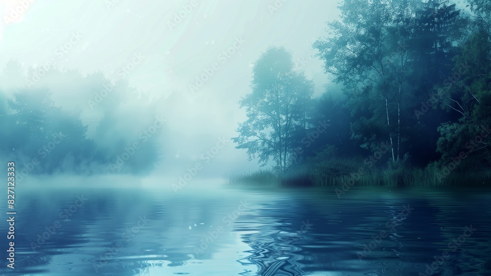 Fototapeta premium misty morning in the river forest