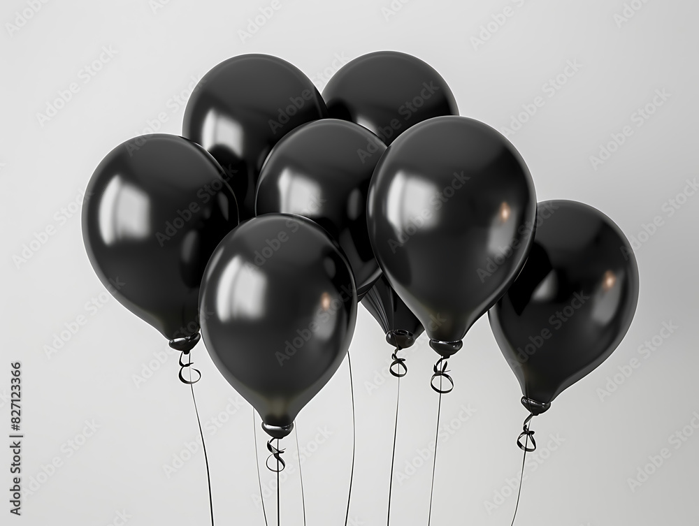 A collection of realistic black balloons in high quality imagery A collection of realistic black balloons in high quality imagery