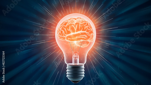 Innovation technology with holographic glowing low polygonal light bulb dark background.AI generated