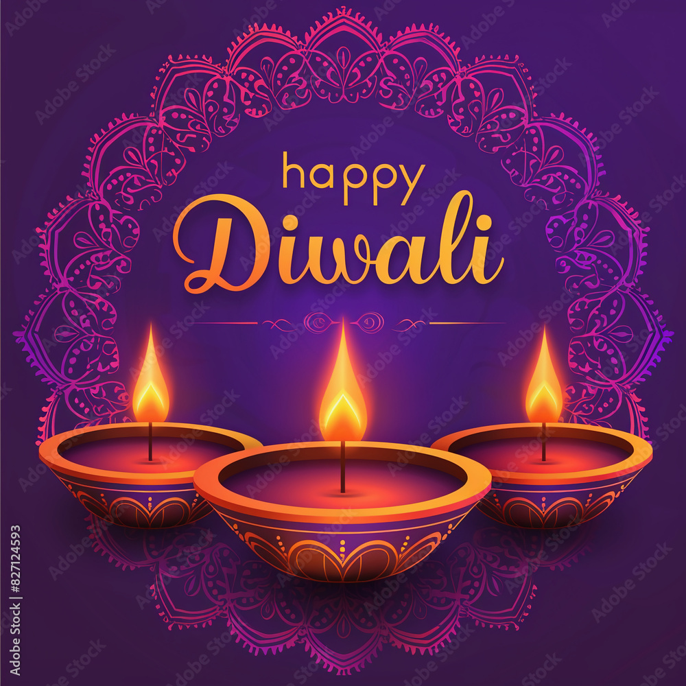 Radiant Diwali Greetings on a Royal Purple Backdrop Radiant Diwali Greetings on a Royal Purple Backdrop