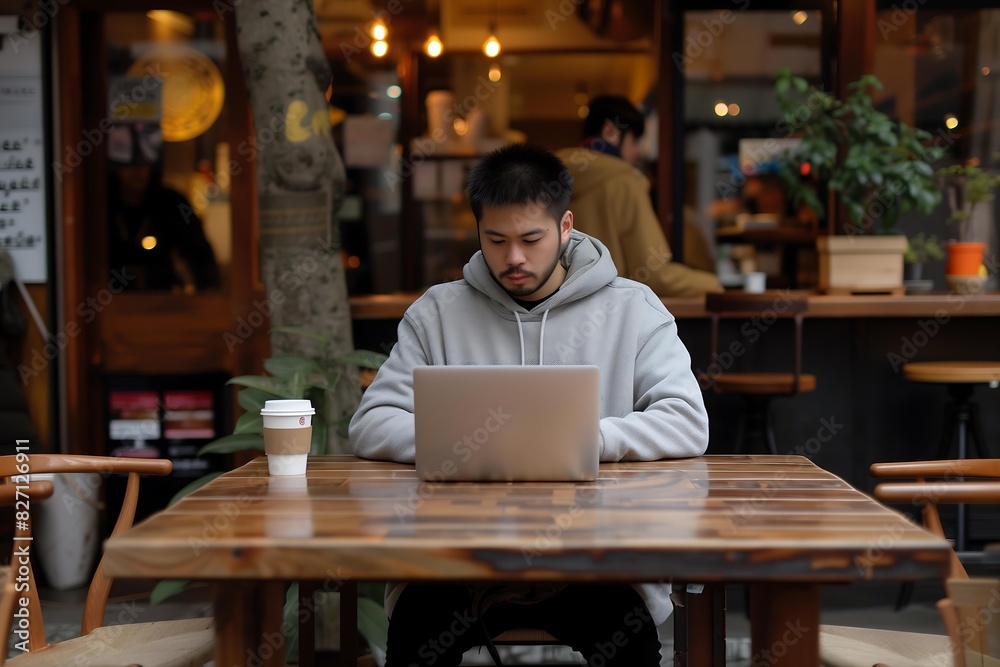Modern Remote Work: Man Using Laptop Modern Remote Work: Man Using Laptop