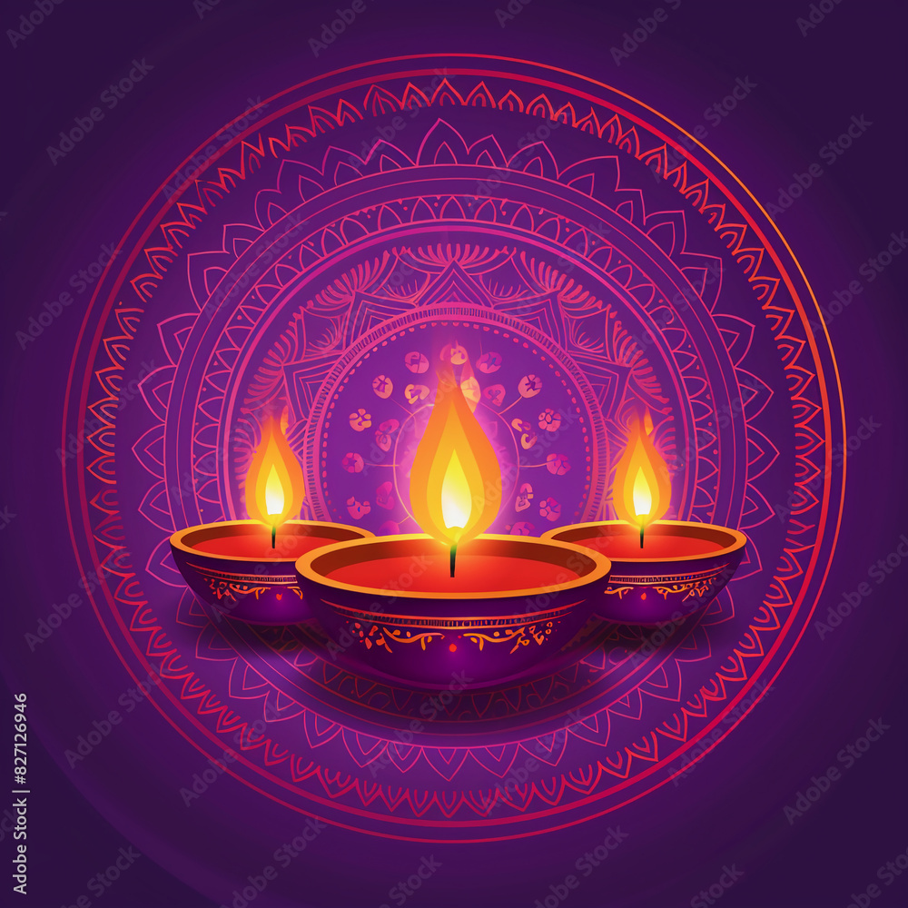 Radiant Diwali Greetings on a Royal Purple Backdrop Radiant Diwali Greetings on a Royal Purple Backdrop