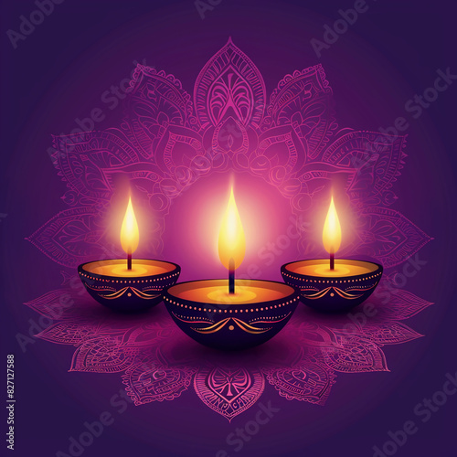 Radiant Diwali Greetings on a Royal Purple Backdrop
