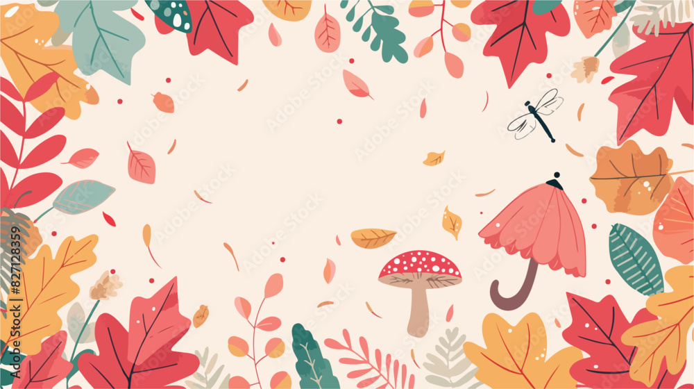 Hello Autumn background designs with different leaves