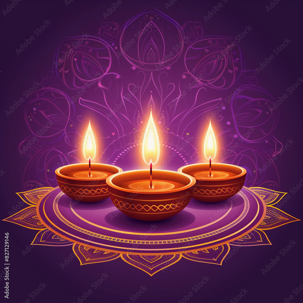 Radiant Diwali Greetings on a Royal Purple Backdrop Radiant Diwali Greetings on a Royal Purple Backdrop