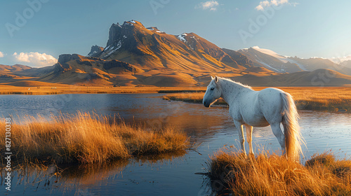 Beautiful Icelandic horse grazing in Iceland photo