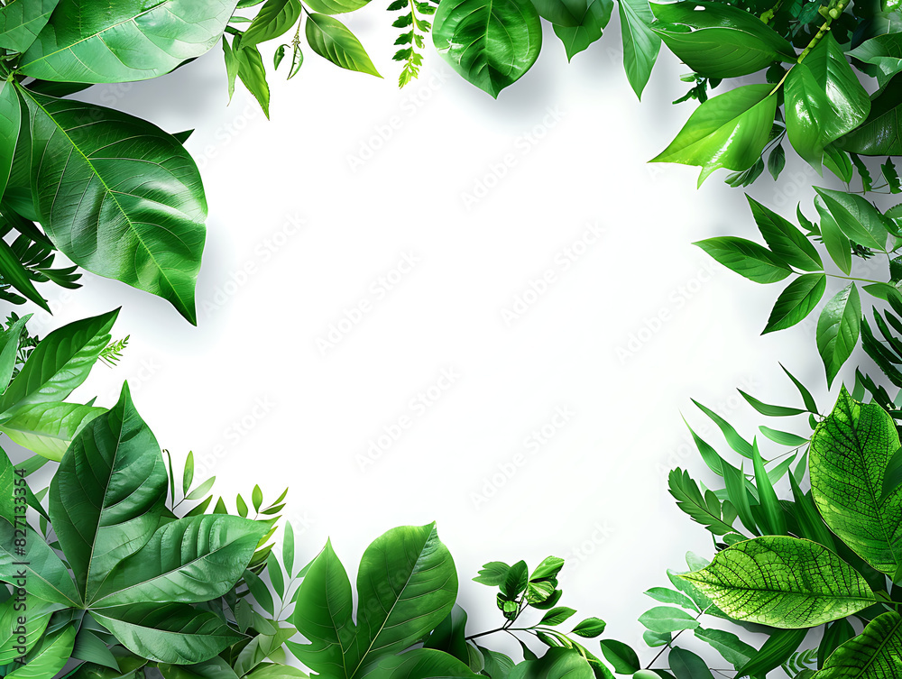 Frame of leaves with white background and space for text Frame of leaves with white background and space for text