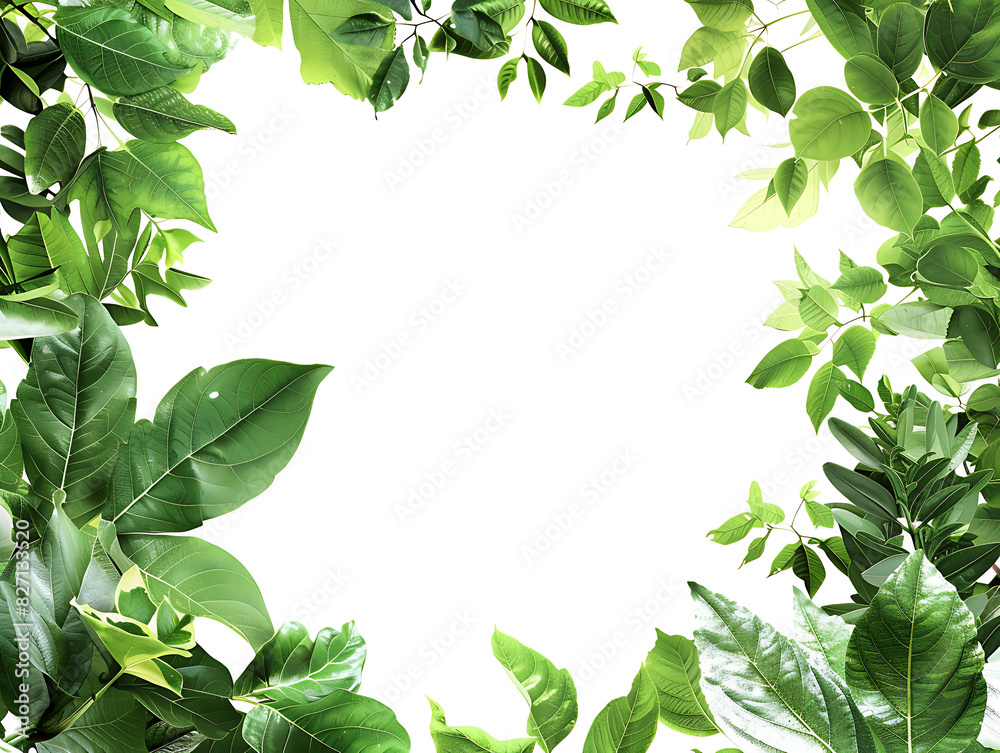 Frame of leaves with white background and space for text Frame of leaves with white background and space for text