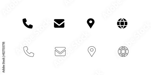 Contact Icons collection for business card. Vector  illustration