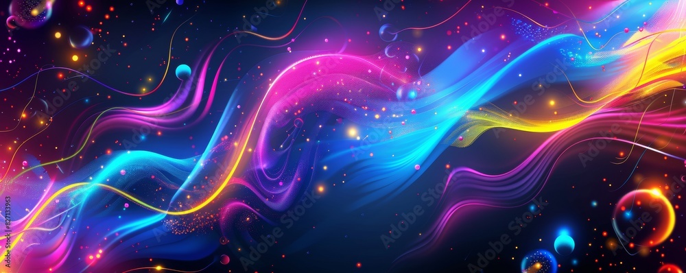 Abstract neon lights on a dark background, vibrant colors and dynamic shapes, modern and eyecatching, ideal for a trendy decor Abstract neon lights on a dark background, vibrant colors and dynamic shapes, modern and eyecatching, ideal for a trendy decor