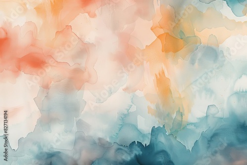Abstract watercolor wallpaper, soft blends of pastel colors, fluid and calming, ideal for creating a serene and artistic ambiance in a living room or bedroom photo