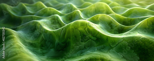 Aesthetic abstract pattern waves line with texture in a fluid and smooth motion, green nature calming landscape wallpaper background illustration banner, wallpaper and background