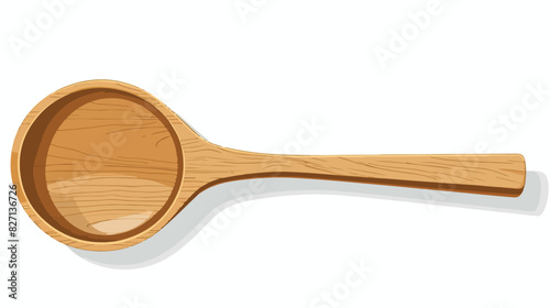 One empty wooden spoon isolated on white top view Car photo
