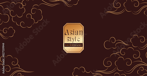 golden linear asian style cloud design