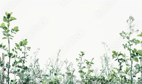 Delicate grasses on white background evoking a serene natural feeling