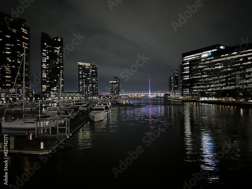 city harbour at night