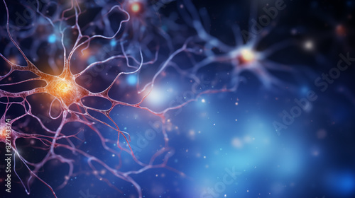 Neurons and nervous system. Medicine biology background. photo