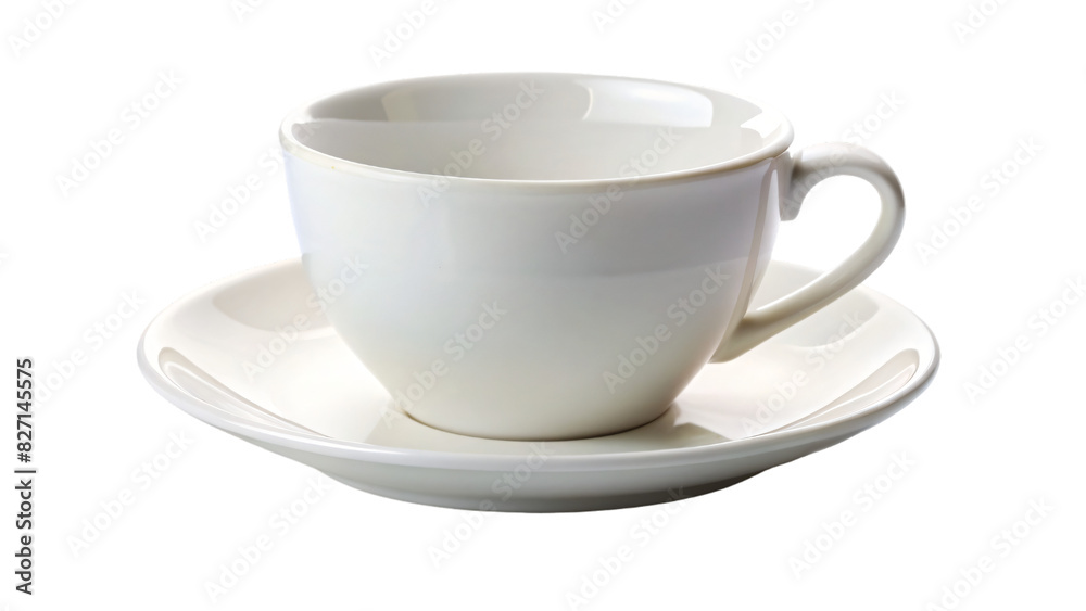 A clean white ceramic coffee cup sits alone on a bright white background A clean white ceramic coffee cup sits alone on a bright white background
