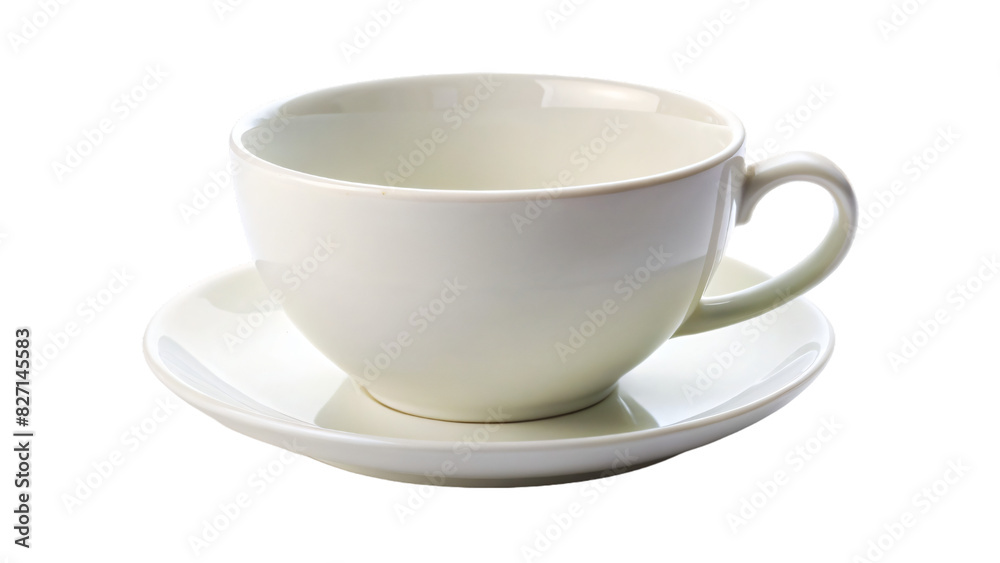 A clean white ceramic coffee cup sits alone on a bright white background A clean white ceramic coffee cup sits alone on a bright white background