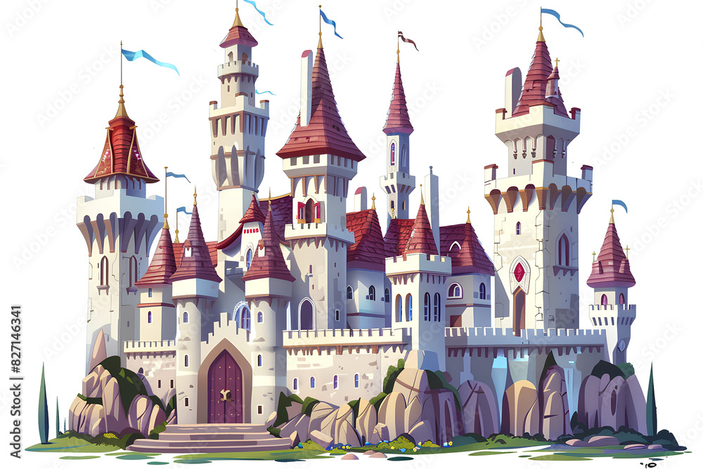 beautiful royal castle palace vector 3d rendering white background beautiful royal castle palace vector 3d rendering white background