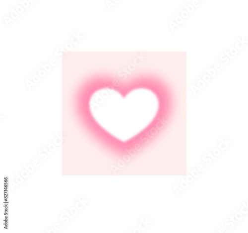 Blurred soft white heart with a pink halo. Contemporary design element, background.