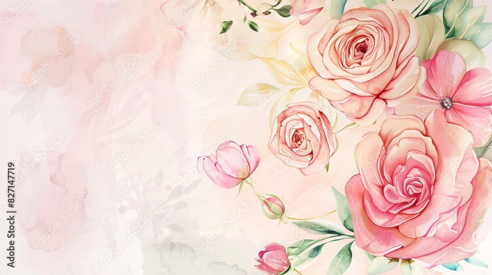 Fototapeta Stylish marriage invite featuring lovely painted flowers.