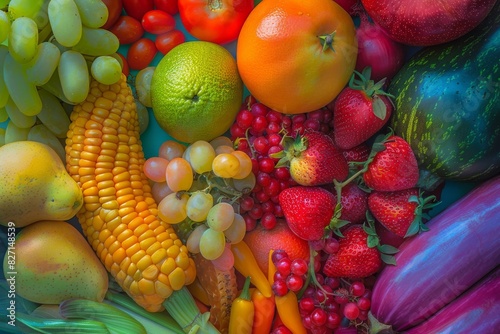 Colorful Produce  Bright  colorful fruits and vegetables as the backdrop