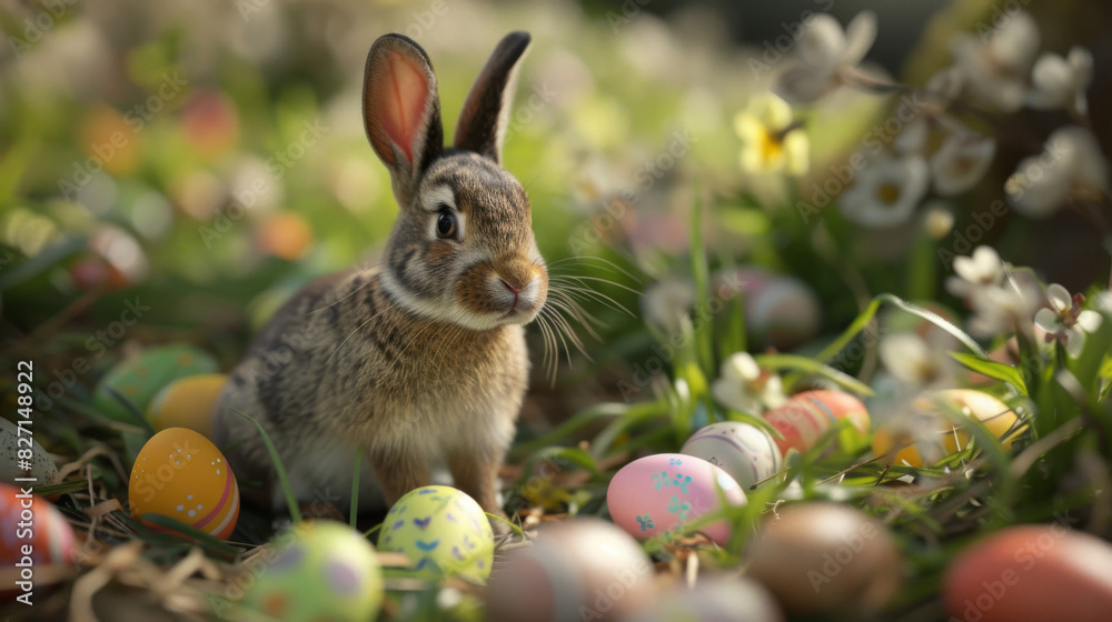 Adorable Easter Bunny and Festive Eggs
Adorable Easter Bunny and Festive Eggs