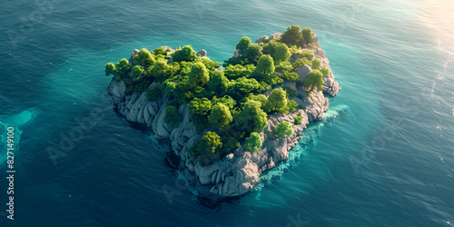 A romantic hearts haped tropical island . photo