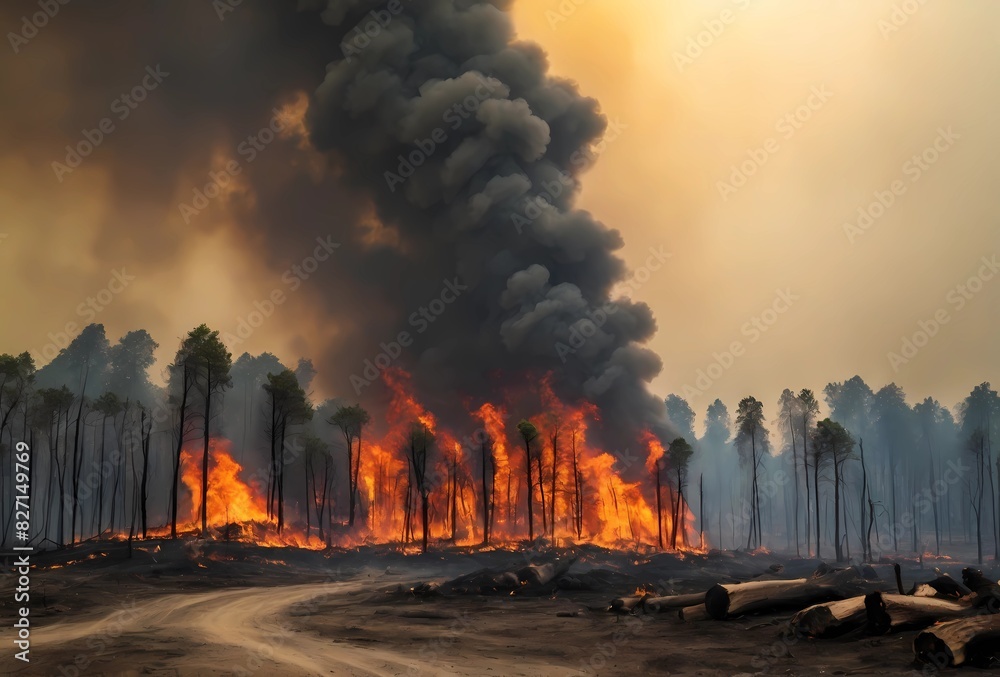 Natural disasters involving forest fires destroy the environment.