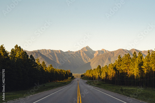 road leading to the mountains photo