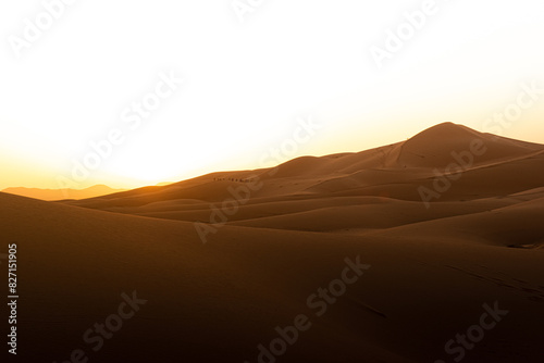 Sand dunes at golden hour in the Sahara Desert in Morocco. photo
