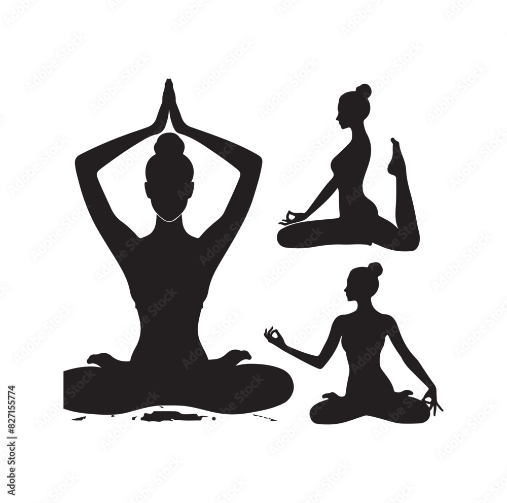 Gymnastics female silhouette illustration set Gymnastics female silhouette illustration set