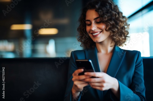 portrait of a businesswoman having a break and texting