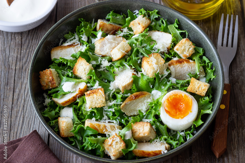 Caesar salad with chicken. Healthy eating. Diet. Caesar salad with chicken. Healthy eating. Diet.
