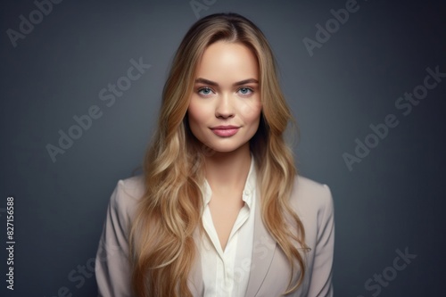 portrait of businesswoman with long blond hair