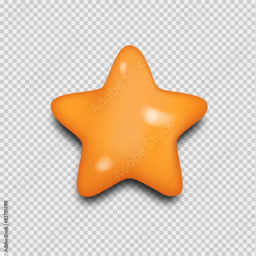 3d rating star vector on transparent background
