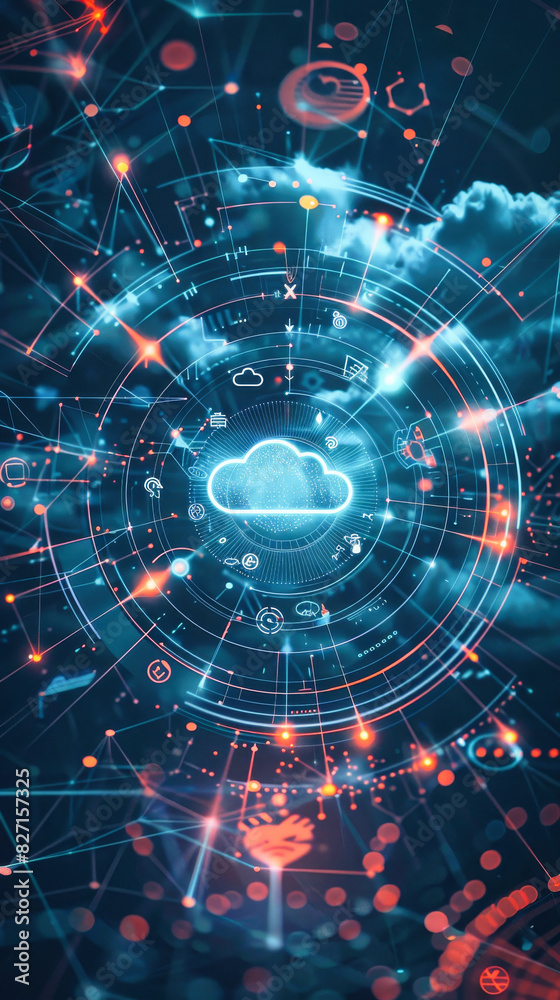 Obraz premium Abstract cloud infrastructure concept