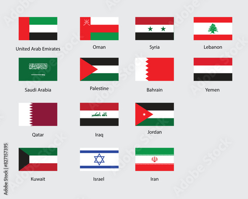 Flags of Middle East Countries Vector