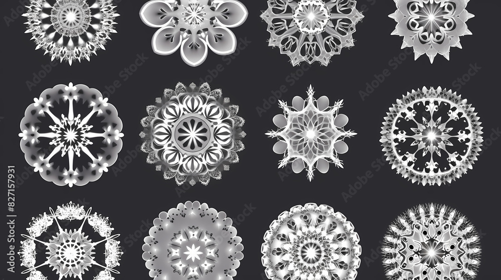 Beautiful set white snowflakes on a blue background for winter design.Vector illustration decor Beautiful set white snowflakes on a blue background for winter design.Vector illustration decor