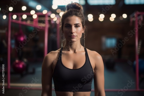 portrait of young woman in cross training gym