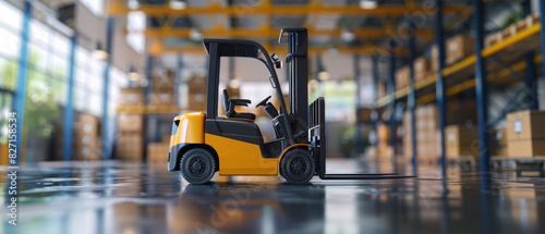 Modern Electric Forklift in Industrial Warehouse with Advanced Automated Systems